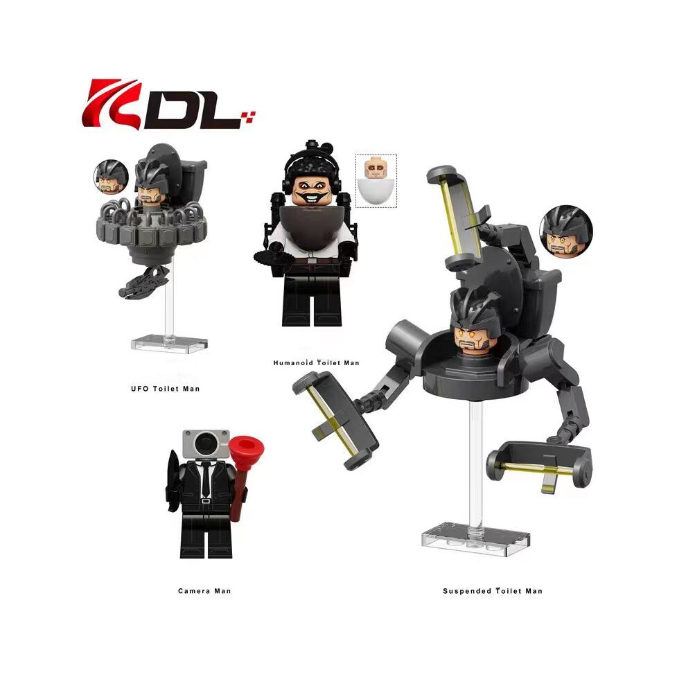 Photos - Construction Toy  Toilet Man vs Surveillance Man Special Police Toilet Man Titan Clock Man TV Man LEGO Puzzle Compatible Version Suitab(4pcs)