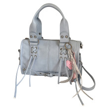 Sac de travail au design contemporain avec pompons, sac Ă -Bleu