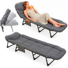 Cama de campismo dobrável turística - SPRINGOS - 200x65 cm - Encosto 6 posições - Capacidade 150 kg