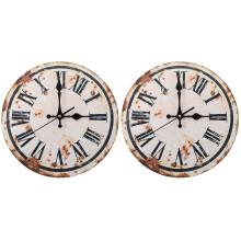 2Stk Retro Wanduhr Mehrfarbig Leise Wanduhr Vintage Zuhause