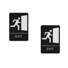 2Stk Wandmontiertes Exit-Schild Aus Schwarzem Acryl Für Unternehmen