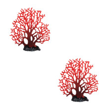 2Stk Detaillierte Rote Resin Korallenskulptur Für Und Aquarium