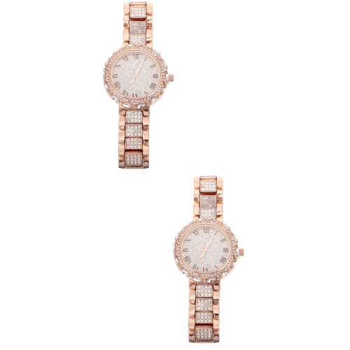 2Stk Gold Damen Uhr Mit & , Business Freizeit