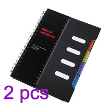 2Carnets Spirale Noir Plastique Résistant Pour Journal Et École