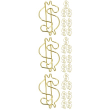 30Stk Goldene Büroklammern Dollarform Aus Legierung, Dekorative Clips