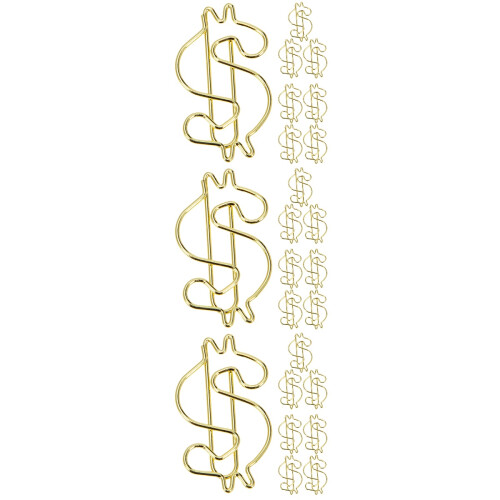 30Stk Goldene Büroklammern Dollarform Aus Legierung, Dekorative Clips