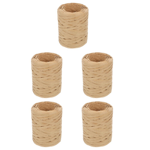 5Rouleaux Corde Raphia Papier Kaki Durable Pour