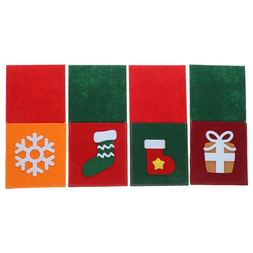 16Pcs Felt Silverware Holders Christmas Party Cutlery Pouch Assorted