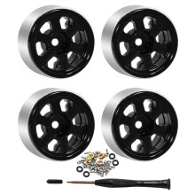 Roues métalliques en aluminium 6061, 4 pièces, pour Mini-Noir