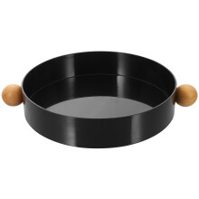 2Pcs Black ABS and Wood Desk Drawer Organizer Tray for Office Storage