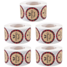 5Rolls Bright Multi-Color Christmas Packing Bag Sealing Sticker Decals