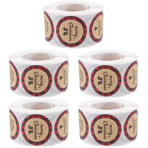 5Rolls Bright Multi-Color Christmas Packing Bag Sealing Sticker Decals