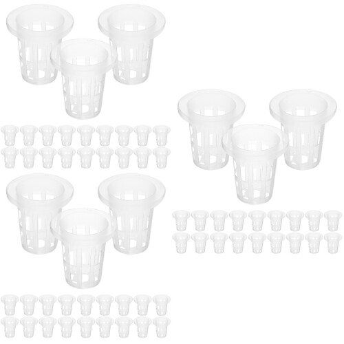 150Pcs White Plastic Net Cups for Hydroponics Seedlings and Plants