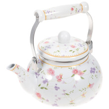 1Retro Enamel Kettle White Household Tea Pot for Induction Stove