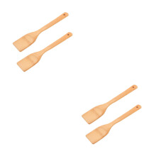 4Pcs Wood Cooking Non Toxic Beige Spatulas for Kitchen