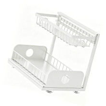 Verstelbare 2-laags uittrekbare ondergootsteenorganizer met-Wit