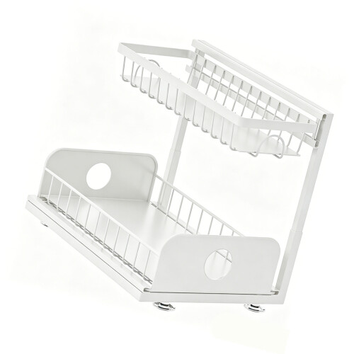Expandable Under Sink Tray Organiser L Shape Design &-White