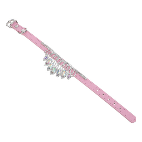 1Collier Pour Réglable En Cuir PU Rose Orné De