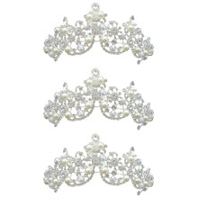 3Stk Braut Tiara Haarreif Perlen Silberlegierung Damen Hochzeit