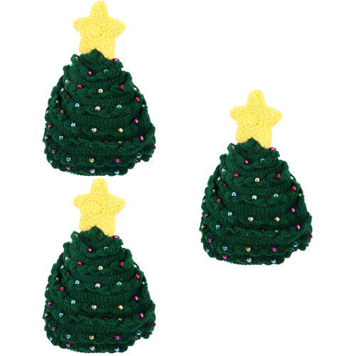 3Stk Weihnachts Strickmütze Warm Häkeln Damen