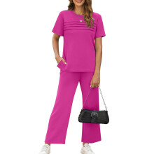 Two Piece Sets for Women Summer Travel Vacation-rose red XL