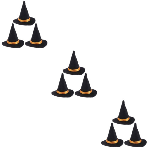 9Stk Mini Hexenhüte Halloween Flaschen Schmuck