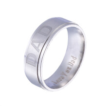 1Bagues Titanium Argent Résistante Gravée Pour Cadeau Père