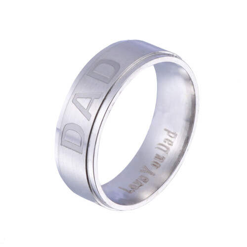 1Bagues Titanium Argent Résistante Gravée Pour Cadeau Père