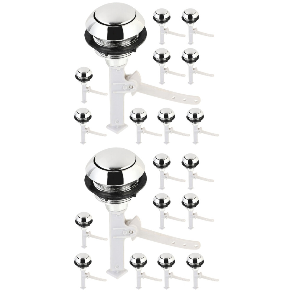 24Pcs Toilet Repair Push Buttons Silver Plastic Tank Flush Button Kit 3351903320342