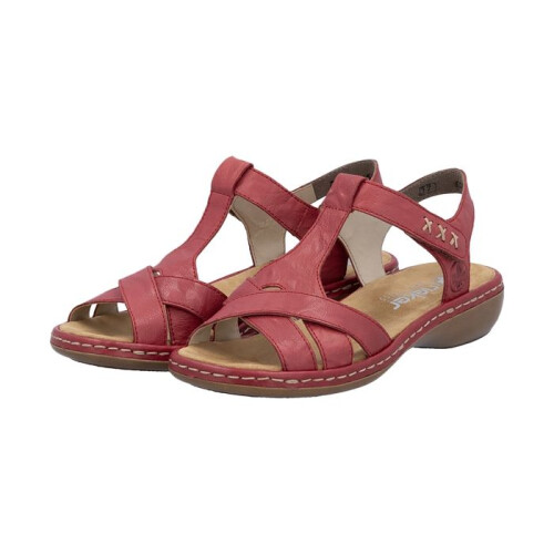 Rieker Sandales - RIEKER - Massa - Cuir - Rouge - Fermeture Scratch 2