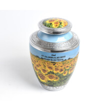 Personalised Sunflower Memorial Urn for Adult Ashes Custom Printed Aluminium Cremation Urn
