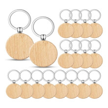 60 Stück Blanke, Runde Schlüsselanhänger Aus Holz, zum Selbermachen, Schlüsselanhänger Aus Holz, zum Gravieren Von Geschenken