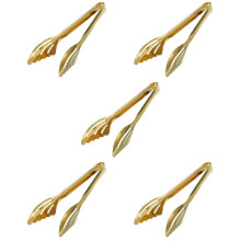 5Pcs Golden Stainless Steel Bread Tongs Smooth Handle for Kitchen Use