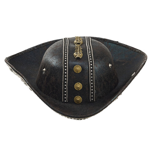 Classical Pirate Costume Hat Soft PU Cosplay Hat-Black