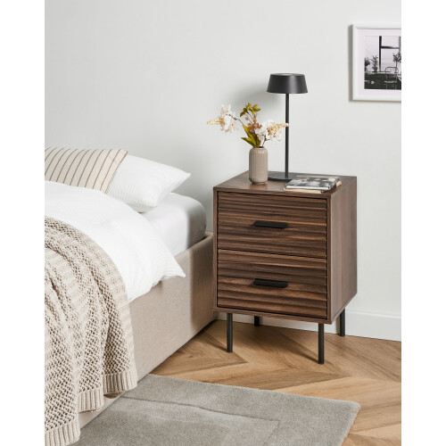 Beliani 2 Drawer Bedside Table WALGETT Dark Brown 1