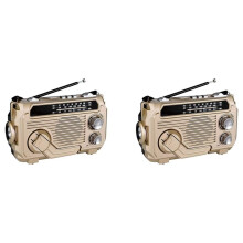 2X FM AM SW Radio Solarladestation Notfallradio Empfänger Handkurbel  5.2 Unterstützt TF USB Gold