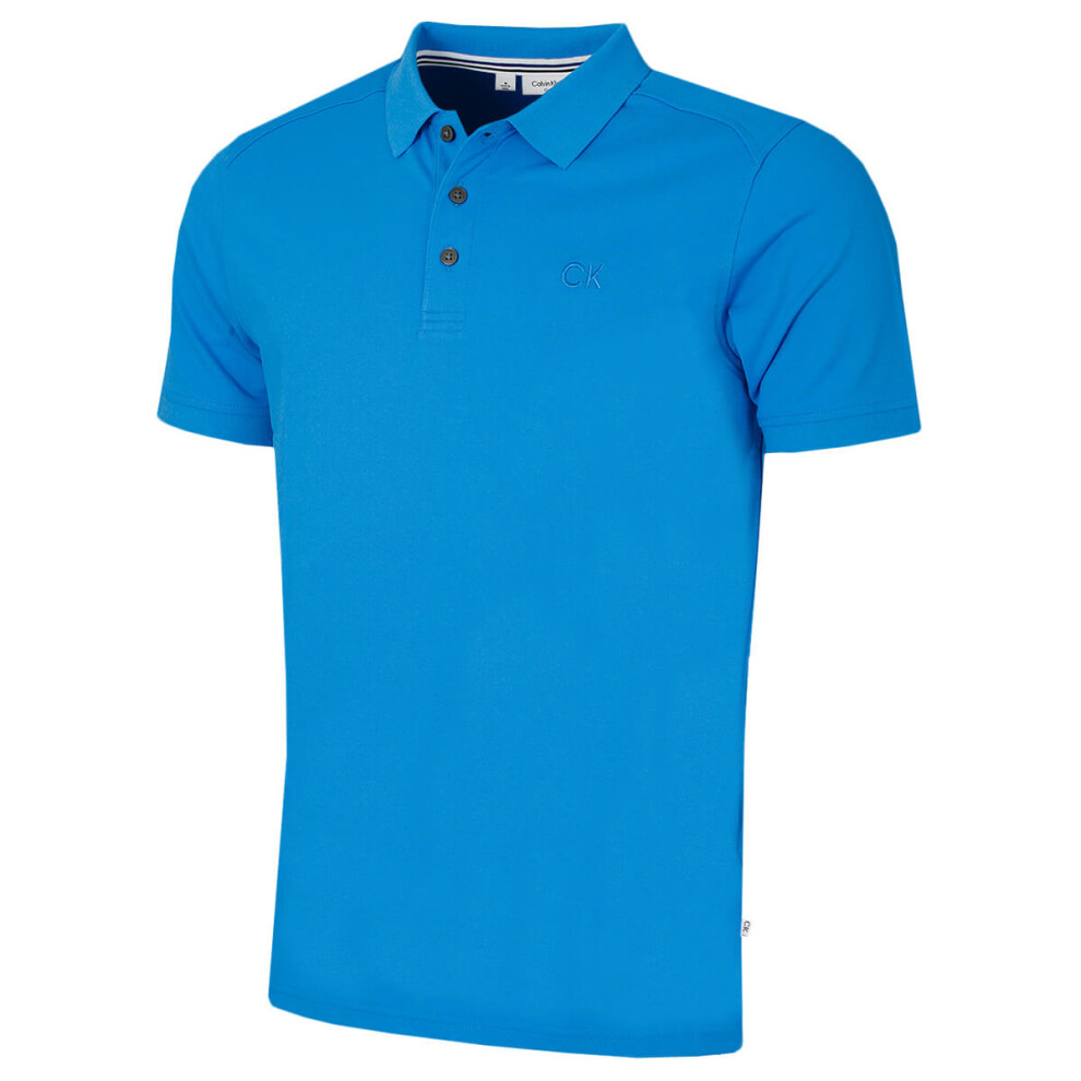 Calvin Klein (Xxxl, ) Mens 2026 Campus Coastal Wicking Golf Polo Shirt Blue