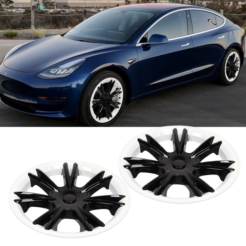 4Pcs 19In Hub Cap For Tesla Model Y White/Black 7055741534782