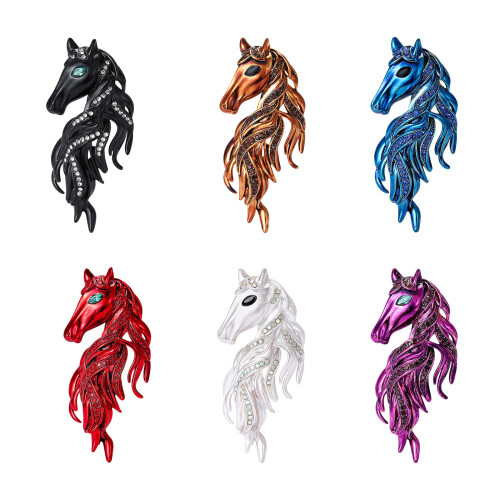 Horse Designs Brooch Three Tone Alloy Accessory For-brown 1