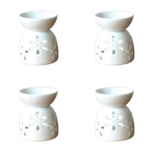4X Ceramic Crafts Ceramic Hollow-Out Aromatherapy Stove  Candlestick Handmade Style 3