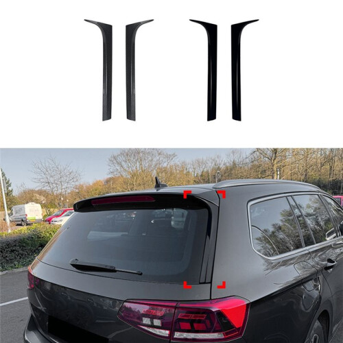 Car Rear Window Side Spoiler Canards Splitter for   B8 B8.5 Rear Windshield Side Wing Trim Sticker Bright Black 1