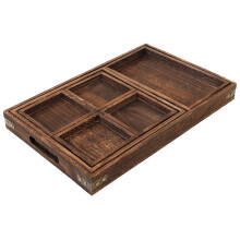 1Set Rustic Light Brown Wood Serving Tray for Tea Snack Fruit Storage