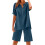 Women's linen two-piece set: button-down short-sleeved-Blue L 1