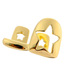 Star Shaped Copper Grillzs With Hollow Designs Trendy-Gold