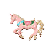 Emaille-Einhörner-Brosche, Legierungsbau, detaillierte-Rosa