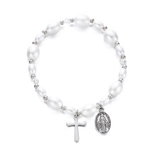 Vintage Inspired Crucifix Pearls Bead Bracelet Featuring-2