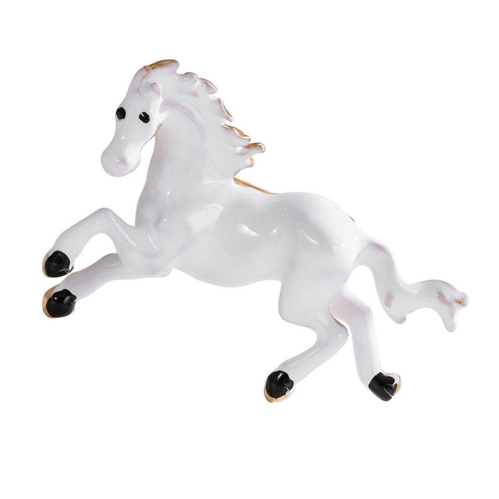 White Alloy Horse Brooch Chinese Zodiacs Theme Lapel Pin