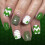 24Pcs White Glitters Press On Nail Green Clovers Design Short 4