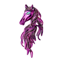 Handcrafted Horse Head Brooch Alloy Jewelry Three Color-Purple