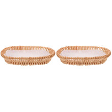 2St Handgevlochten Rattan Mand Multifunctionele Brood- En Fruitmand
